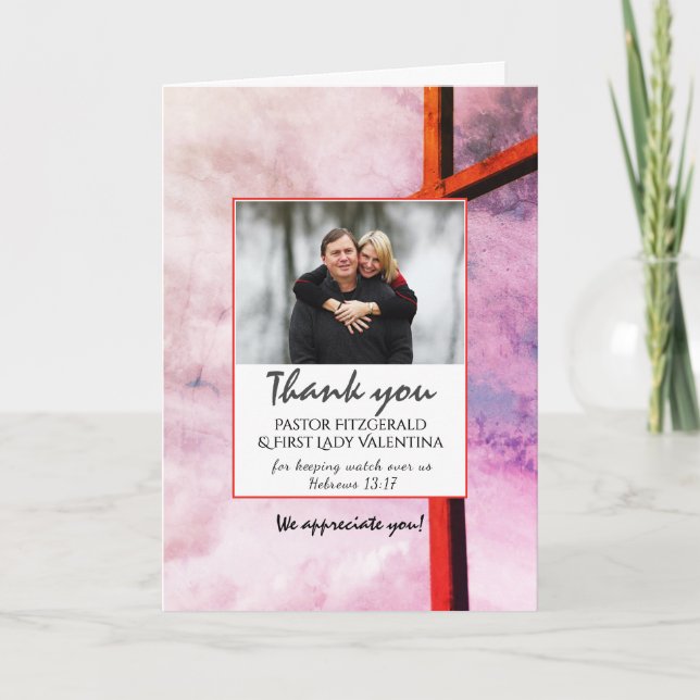 PHOTO-KORT FÖR tack PASTOR-SKRIVBORD Kort (Framsida)