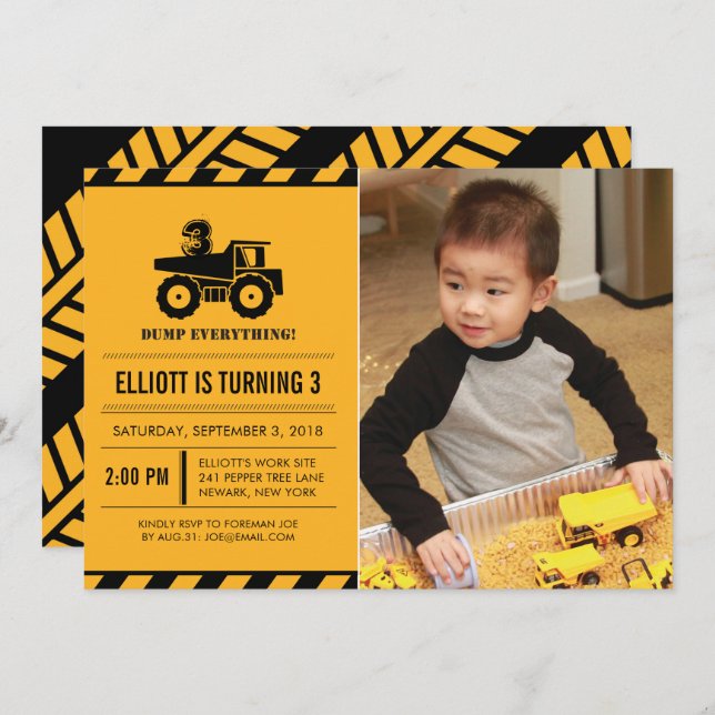 Photo Lastbil Födelsedagsfest Inbjudan (Fram/baksida)