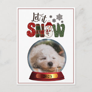 Photo Låt det snöa Overlay Snowglobe Budget Red Helg Vykort