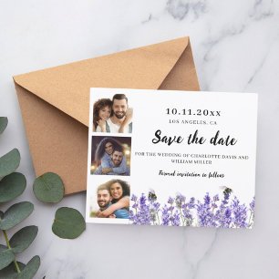 Photo lavender blommigt bröllop spara datum-kort
