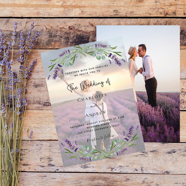 Photo lavender violet blommigt lyxury bröllop inbjudningar (Skapare uppladdad)