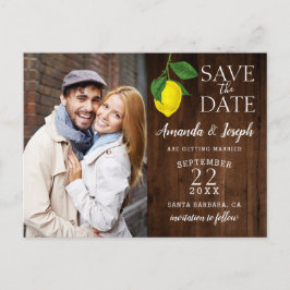 Photo Lemon Rustic Wood Spara datumet | Meddelande Vykort