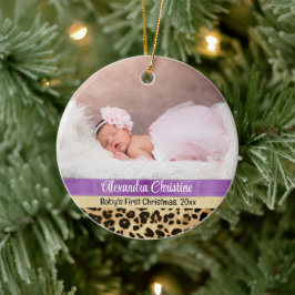 Photo Leopard Dubbla Sided 2 Bild Baby First Julgransprydnad Keramik