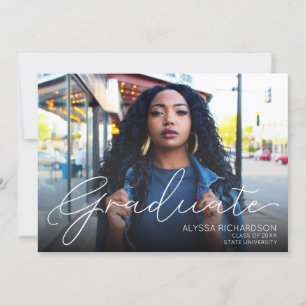 Photo Ligcape Typography Studenten White Ombre Inbjudningar