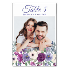 Photo Lila Fuchsia Burgundy Blommigt Bröllop Bordsnummer