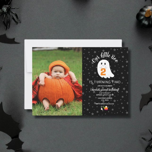 Photo Little Boo Turning 2 Halloween 2:a födelseda Inbjudningar (Skapare uppladdad)