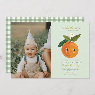 Photo Little Cutie blir en Orange på födelsedagen Inbjudningar