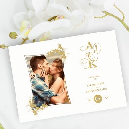 Photo Luxury Fake Golden Modern Botanical Ram Inbjudningar