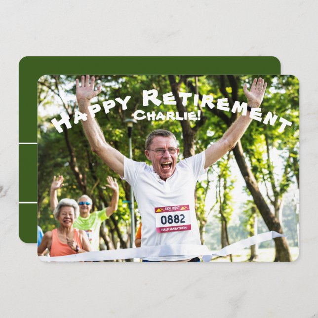 Photo Lycklig Pension Firande Inbjudningar (Fram/baksida)