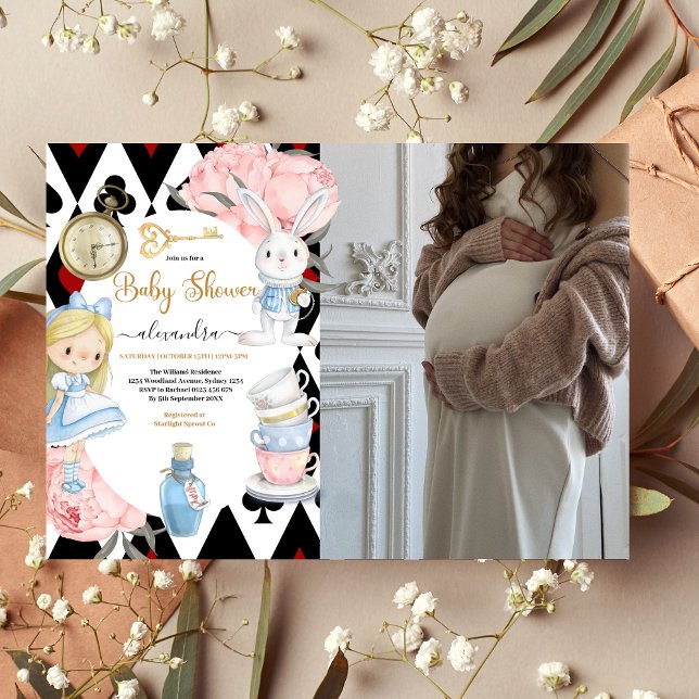 Photo Magic Alice i Wonderland Baby Shower Inbjudningar (Skapare uppladdad)