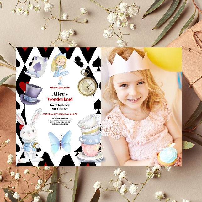 Photo Magic Alice i Wonderland Birthday Inbjudningar (Skapare uppladdad)