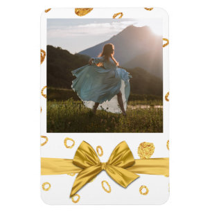 Photo Magnet för guld och White Festive Gift