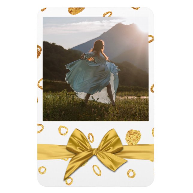 Photo Magnet för guld och White Festive Gift (Vertikal)