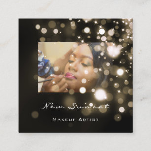 Photo Makeup Artist Eyelash Black White Spark Fyrkantigt Visitkort