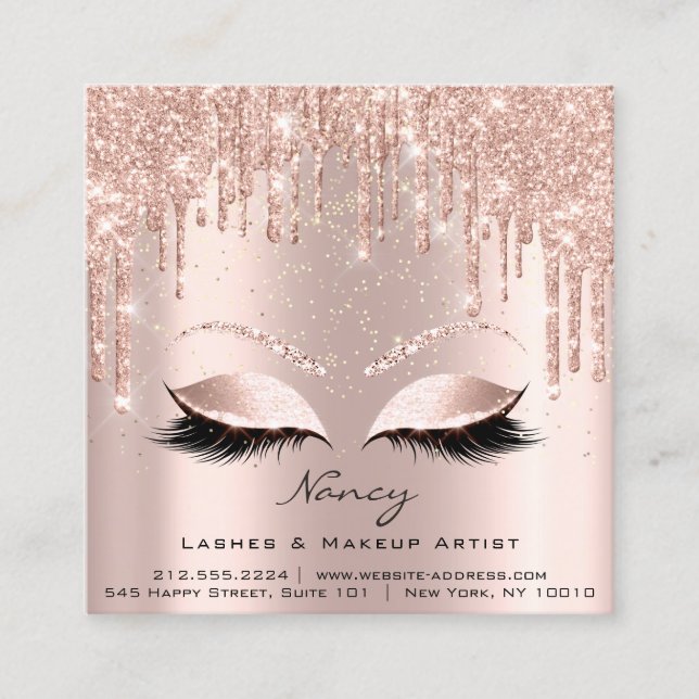 Photo Makeup Artist Eyelash Brow Ro Confetti Fyrkantigt Visitkort (Framsida)