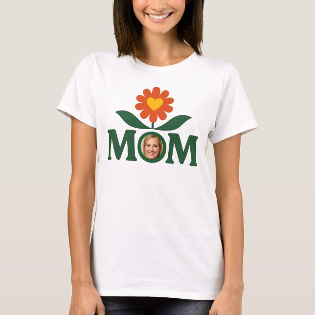 Photo Mamma Flower Heart T Shirt (Framsida)