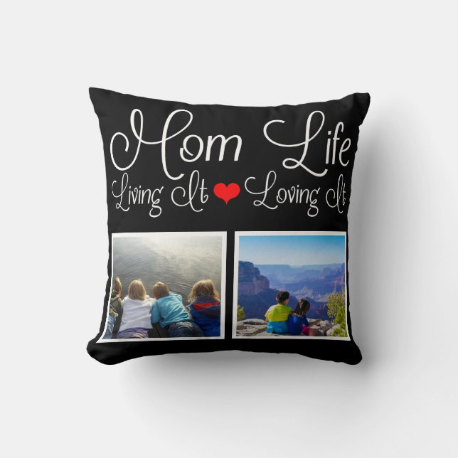 Photo Mamma Life Black Anpassningsbar Kudde (Framsida)