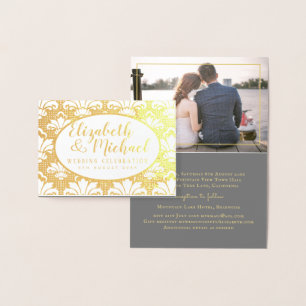 PHOTO-mappad Elegant DAMASK WEDDING Folierat Kort