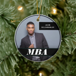 Photo MBA Degree Namn Black Studenten Julgransprydnad Keramik
