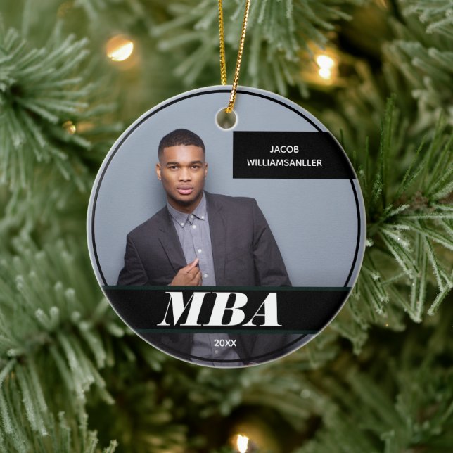 Photo MBA Degree Namn Black Studenten Julgransprydnad Keramik (Träd)