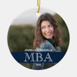Photo MBA Degree Namn Blue Studenten Julgransprydnad Keramik