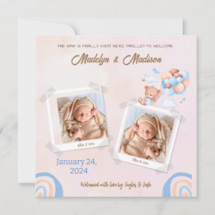PHOTO-MEDDELANDEKORT baby (TWILLINGAR)