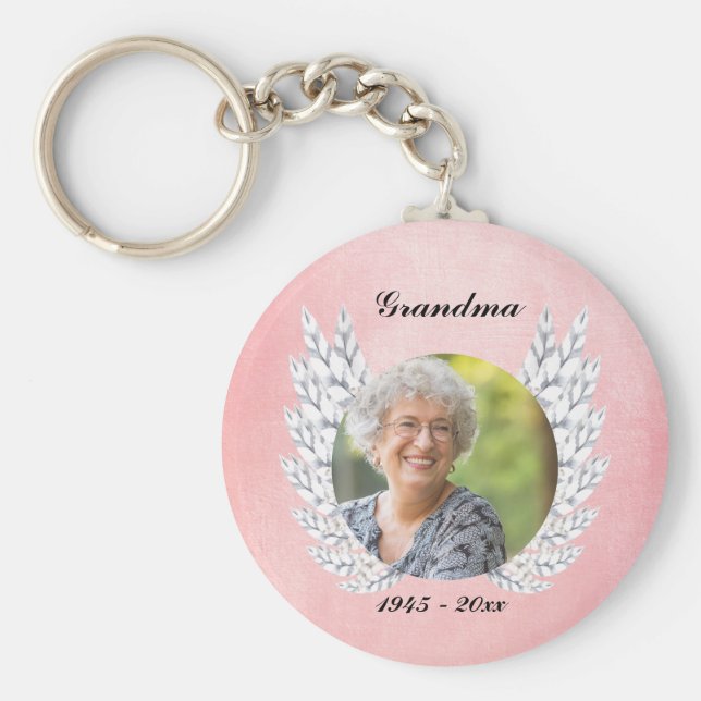 Photo Memorial BeSnyval Angel Vingar Keepsaké Nyckelring (Framsidan)