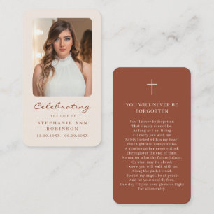 Photo Memorial Cream Terracotta Prayer-kort Visitkort