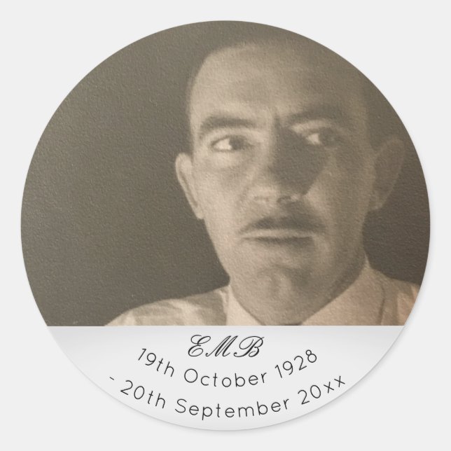 Photo Memorial-monogram Runt Klistermärke (Framsida)