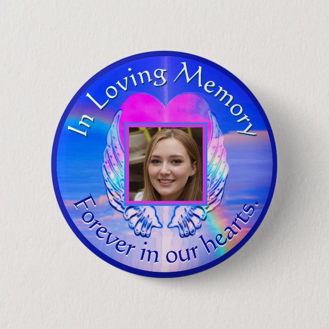 Photo Memorial Rainbow Heart Knapp (Framsida)