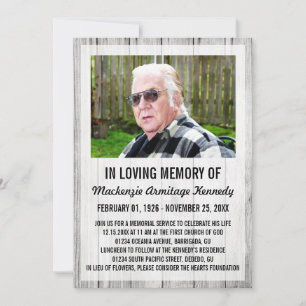 Photo Memorial-tjänst eller vanliga inbjudningar