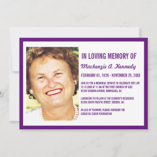 Photo Memorial-tjänst eller vanliga inbjudningar