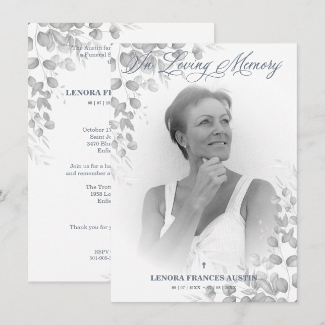 Photo Memory Service Kära Ones in Black White Anteckningskort (Fram/baksida)