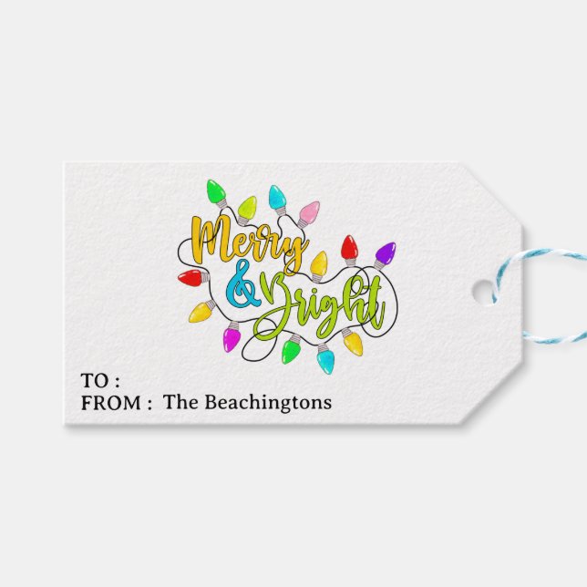 *~* PHOTO Merry Bright AP44 julklapp Märkre Presentetikett (Framsidan (Horisontell))