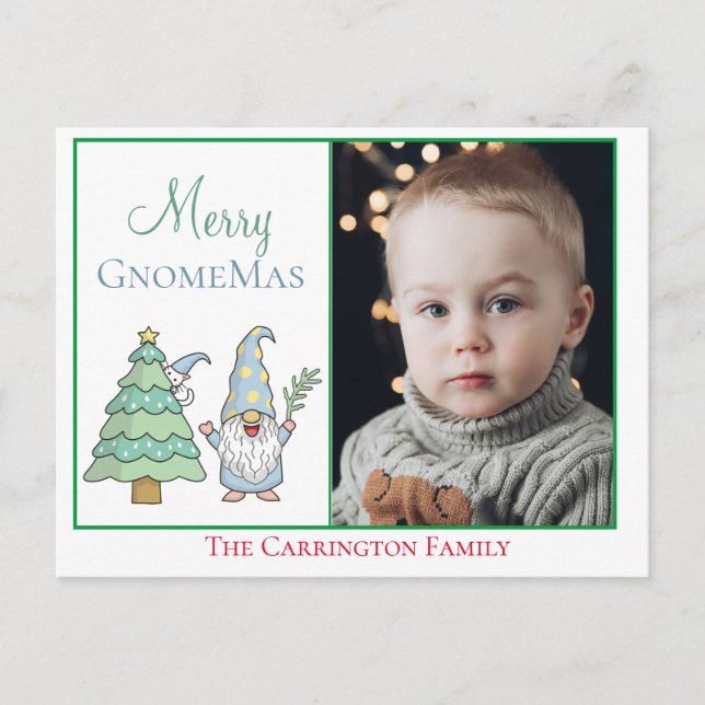 Photo Merry GnomeMas Helgdag Cute jul Postca Vykort (Framsida)