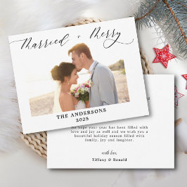 Photo Merry Married Script Bröllop-jul Tack Kort
