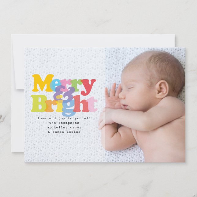 Photo Merry och Bright Jul Helgdag Birth Julkort (Framsida)