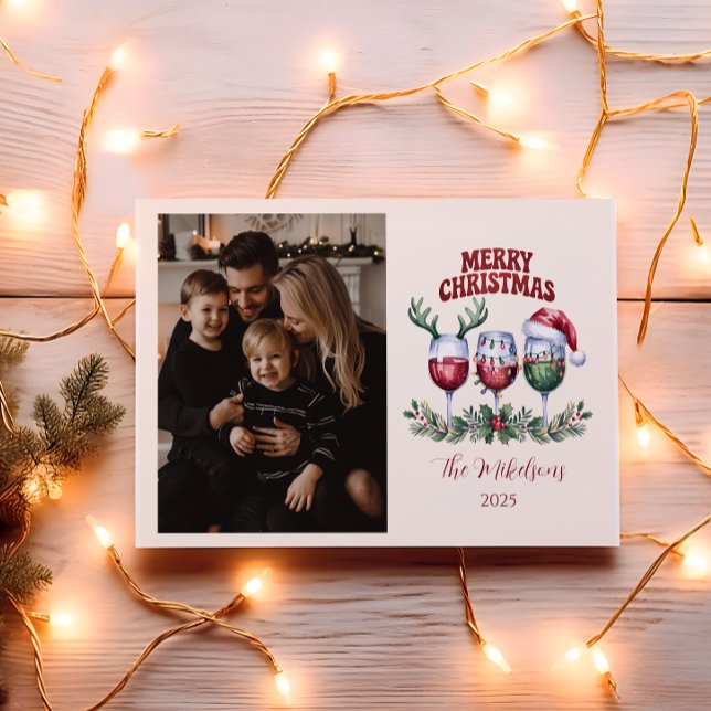 Photo Merry Wine Christmas Julkort (Skapare uppladdad)