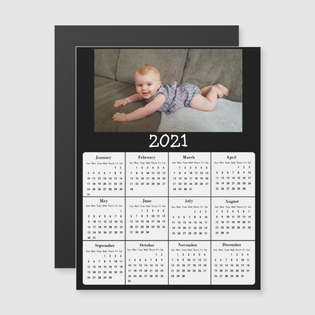 Photo Mini 2021 Calendar Magnetisk Inbjudningskort (Fram/baksida)