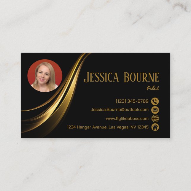 Photo Minimal Modern Professionell QR-kod Guld Visitkort (Framsida)