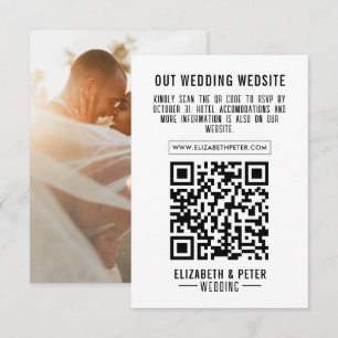 Photo Minimal Retro Black Bröllop Qr-kod OSA Kort