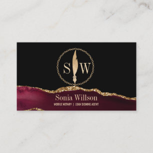 Photo Mobile Notary Loan Signing Agent Monogram Visitkort
