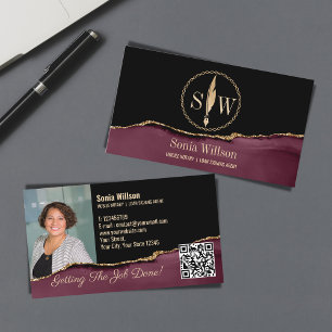 Photo Mobile Notary Loan Signing Monogram QR-kod Visitkort