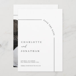 Photo Modern Arch Black and White Bröllop Spara Datumet