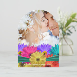 Photo Modern Bright Colorful Gerber Daisy Inbjudningar