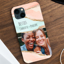 Photo Modern Glitter Orange Mint Aesthetic Besties