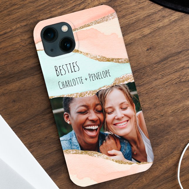 Photo Modern Glitter Orange Mint Aesthetic Besties (Skapare uppladdad)