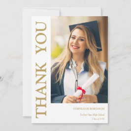 Photo Modern Gold Script Graduation Thank You   Tack Kort