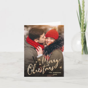 PHOTO Modern Golden Jul Hälsning Helgkort