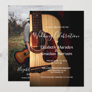 Photo Modern Guitar Musical Bröllop Inbjudningar